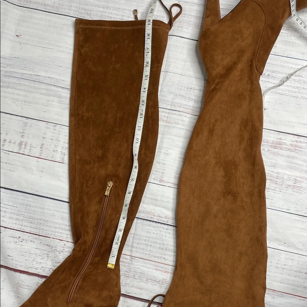 Vepose Tan Over-the-Knee Boots with Zipper